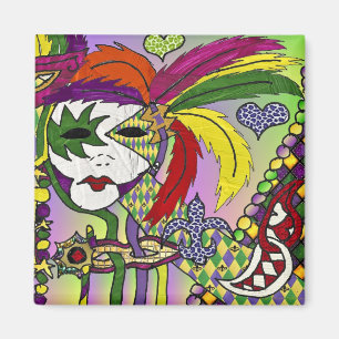 Psychedelische Mardi-Gras-Federmasken-Geschenke Be Magnet