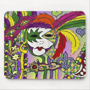 Psychedelische Mardi-Gras-Federmasken-Geschenke Be Mousepad