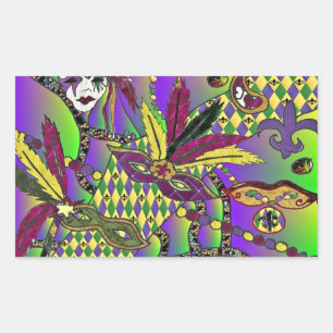 Psychedelische Mardi-Gras-Federmasken-Geschenke Be Rechteckiger Aufkleber