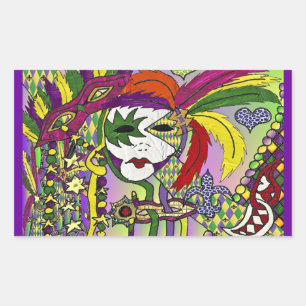 Psychedelische Mardi-Gras-Federmasken-Geschenke Be Rechteckiger Aufkleber