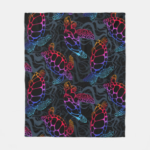 Psychedelische Meeresschildkröte: Boho Ocean Fleecedecke