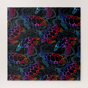 Psychedelische Meeresschildkröte: Boho Ocean Puzzle