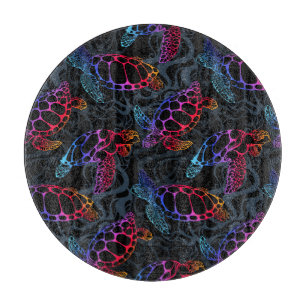 Psychedelische Meeresschildkröte: Boho Ocean Schneidebrett