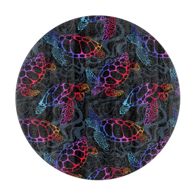 Psychedelische Meeresschildkröte: Boho Ocean Schneidebrett (Vorderseite)