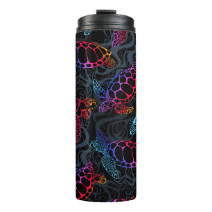 Psychedelische Meeresschildkröte: Boho-Ozean Thermosbecher