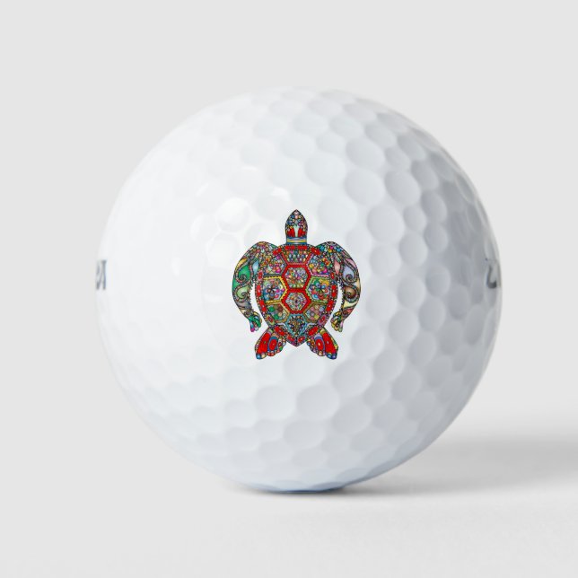 Psychedelische Meeresschildkröte-Kunst Golfball (Vorderseite)