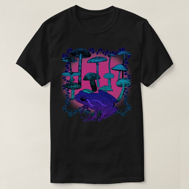 Psychedelische Mushroom Frosch-Trippy-Gefärbte Kra T-Shirt (Design vorne)
