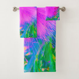 Psychedelische Natur Ultra-Violet Lila Milkweed Badhandtuch Set