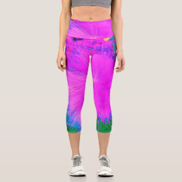 Psychedelische Natur Ultra-Violet Lila Milkweed Capri Leggings