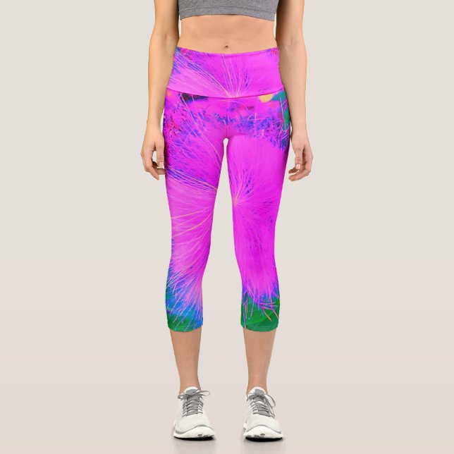 Psychedelische Natur Ultra-Violet Lila Milkweed Capri Leggings (Vorderseite)