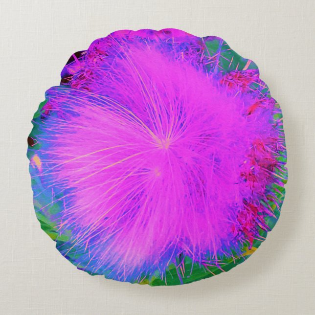 Psychedelische Natur Ultra-Violet Lila Milkweed Rundes Kissen (Vorderseite)