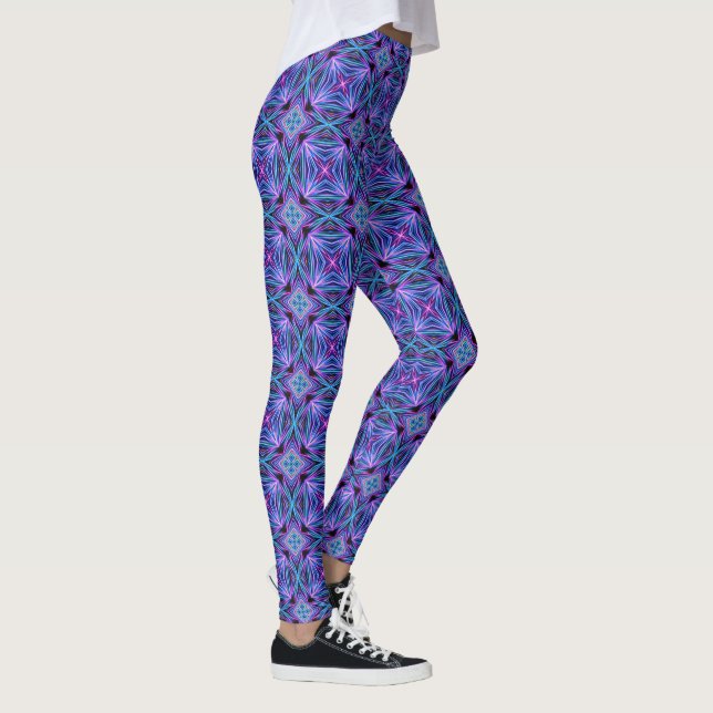 Psychedelische Neon-Abstract-Explosion Leggings (Rechts)