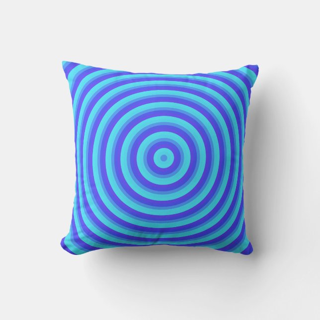 Psychedelische Neon Blue Circles Kissen (Vorderseite)