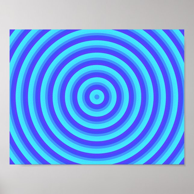 Psychedelische Neon Blue Circles Poster (Vorne)