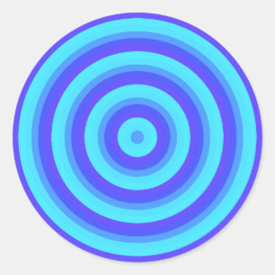 Psychedelische Neon Blue Circles Runder Aufkleber