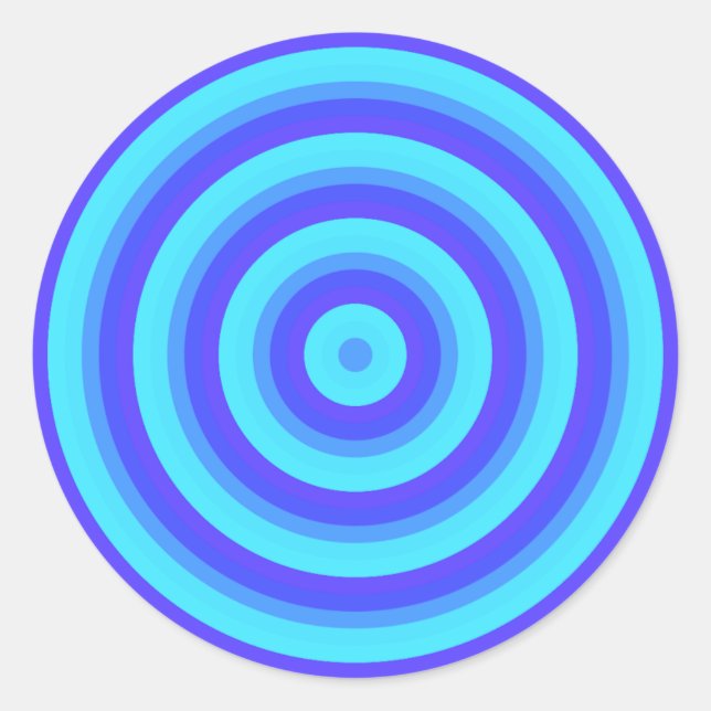 Psychedelische Neon Blue Circles Runder Aufkleber (Vorderseite)