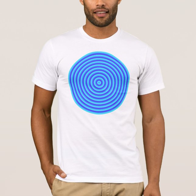 Psychedelische Neon Blue Circles T-Shirt (Vorderseite)