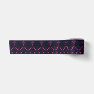 Psychedelische Neon-Blumen-Art-Nouveau-Muster Satinband