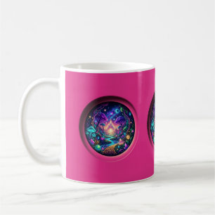 Psychedelische Neon-Portal-Fantasielandschaft umla Kaffeetasse