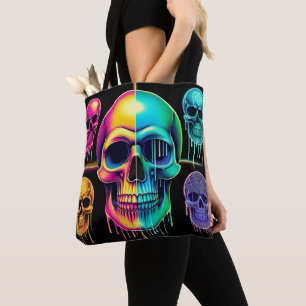Psychedelische Neon Skulls: Eine lebendige digital