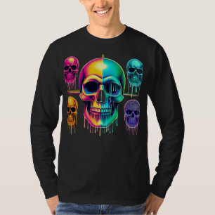 Psychedelische Neon Skulls: Eine lebendige digital T-Shirt
