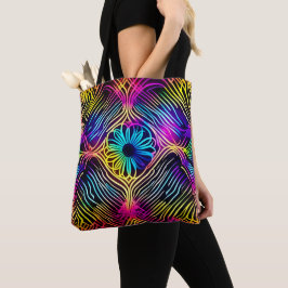 Psychedelische Neonlinien mit Blume Art