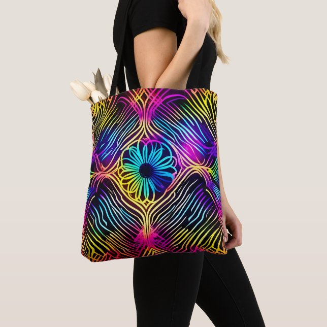 Psychedelische Neonlinien mit Blume Art (Von Nahem)