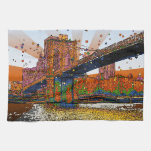 Psychedelische NYC: Brooklyn Bridge #1 Handtuch