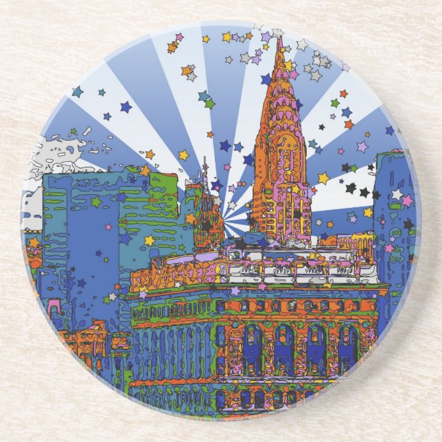 Psychedelische NYC: Chrysler, Flatiron #1 Untersetzer (Vorne)