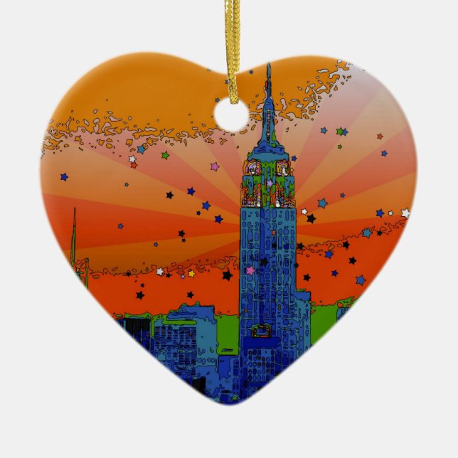 Psychedelische NYC: Empire State Gebäude #3 Keramikornament (Vorne)