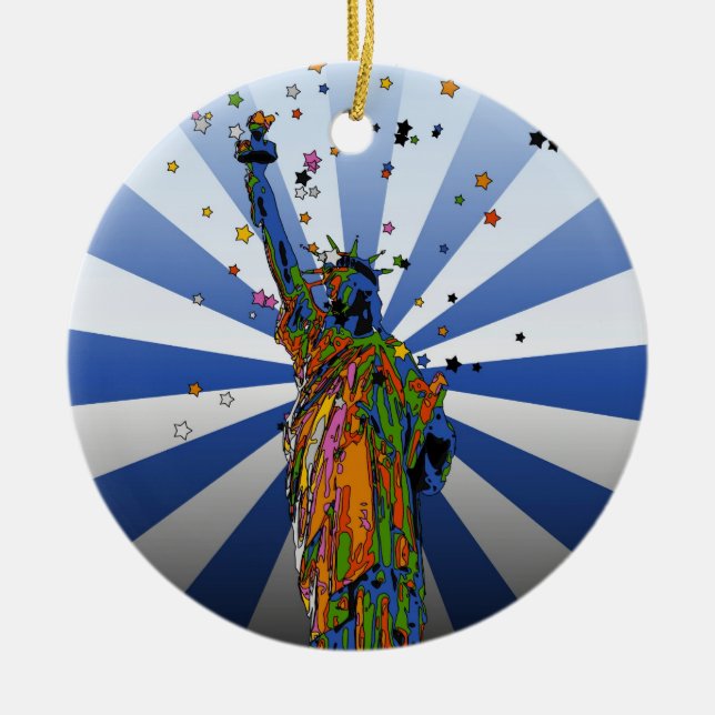 Psychedelische NYC: Freiheitsstatue #2 Keramikornament (Vorne)