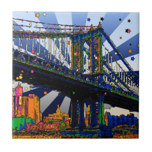 Psychedelische NYC: Manhattan Bridge #1 Fliese