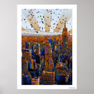 Psychedelische NYC Skyline: ESB, WTC #1 Poster