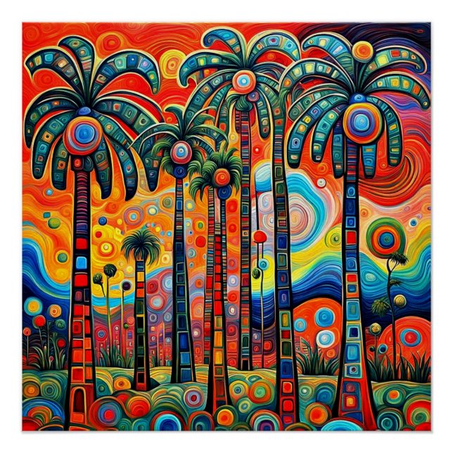 Psychedelische Palmen 3 Poster (Vorderseite)