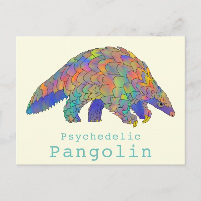 Psychedelische Pangolin gefährdete Tierarten Art Postkarte (Vorderseite)