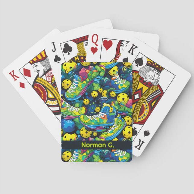 Psychedelische Pickleballs Spielkarten (Rückseite)