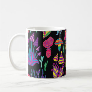 Psychedelische Pilze Regenbogenfarben Muster Kaffeetasse