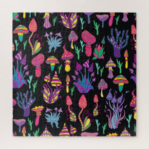 Psychedelische Pilze Regenbogenfarben Muster Puzzle