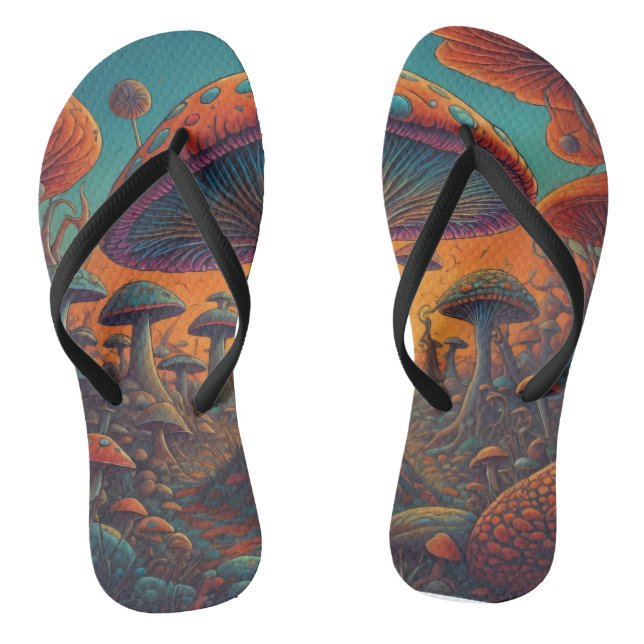Psychedelische Pilzlandschaft Flip Flops (Fußbett)