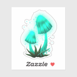 Psychedelische Pixie Cap Glasan Cyan Mushroom Cut Aufkleber