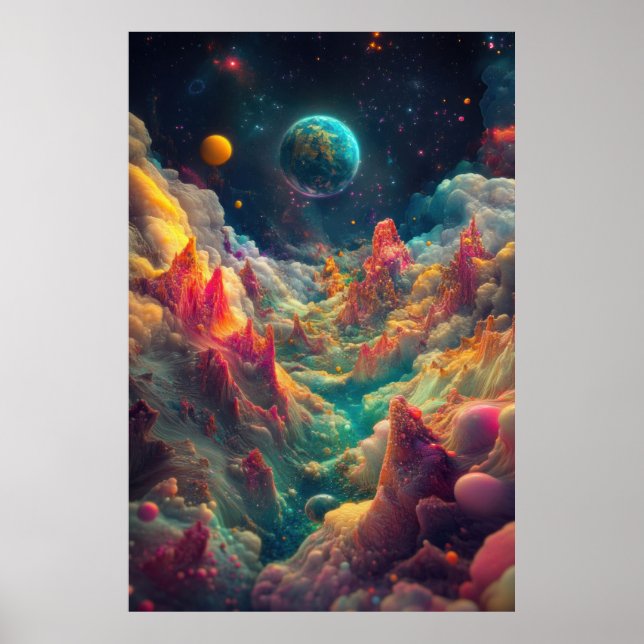 Psychedelische Planeten aus einer Alien Landscape Poster (Vorne)