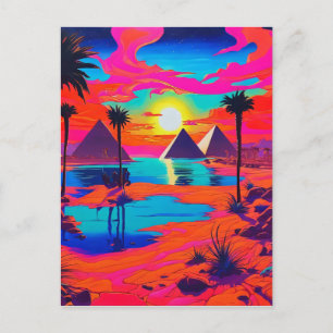 Psychedelische Poster-Kunst Ägyptische Landschaft Postkarte