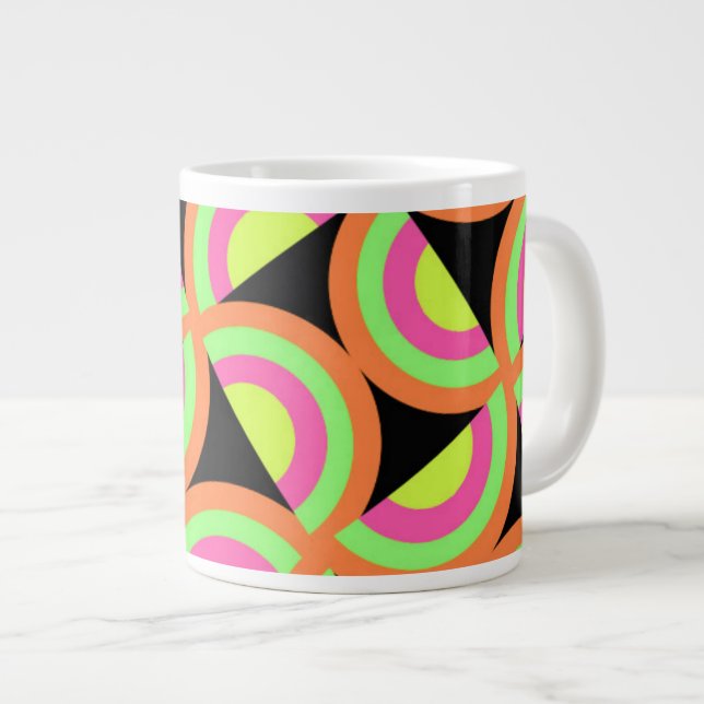 Psychedelische Quadrate Jumbo-Tasse (Vorderseite Rechts)