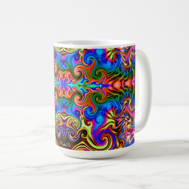 Psychedelische Rainbow Neon Super-Trippy Coffee Ta Kaffeetasse (VorderseiteRechts)