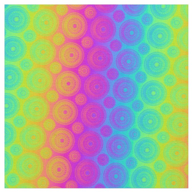 Psychedelische Regenbogen-Medaillons Stoff (Nahaufnahme)