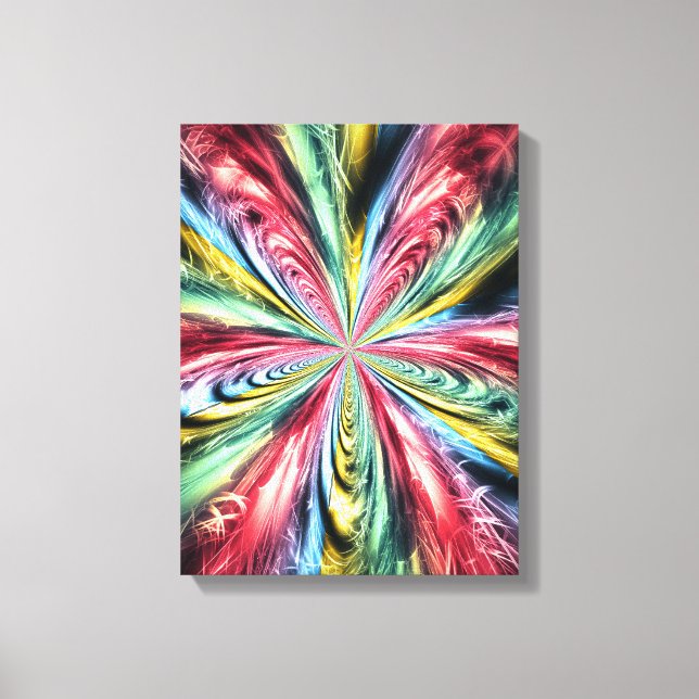 Psychedelische Regenbogen-Spiral-Fraktal-Kunst Leinwanddruck (Vorderseite)
