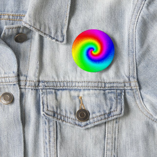 Psychedelische Regenbogen-Spirale der Transformati Button (Beispiel)