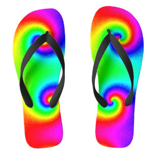 Psychedelische Regenbogen-Spirale der Transformati Flip Flops