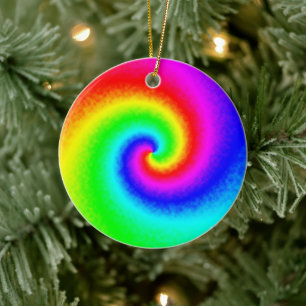 Psychedelische Regenbogen-Spirale der Transformati Keramik Ornament