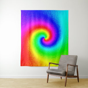 Psychedelische Regenbogen-Spirale der Transformati Wandteppich